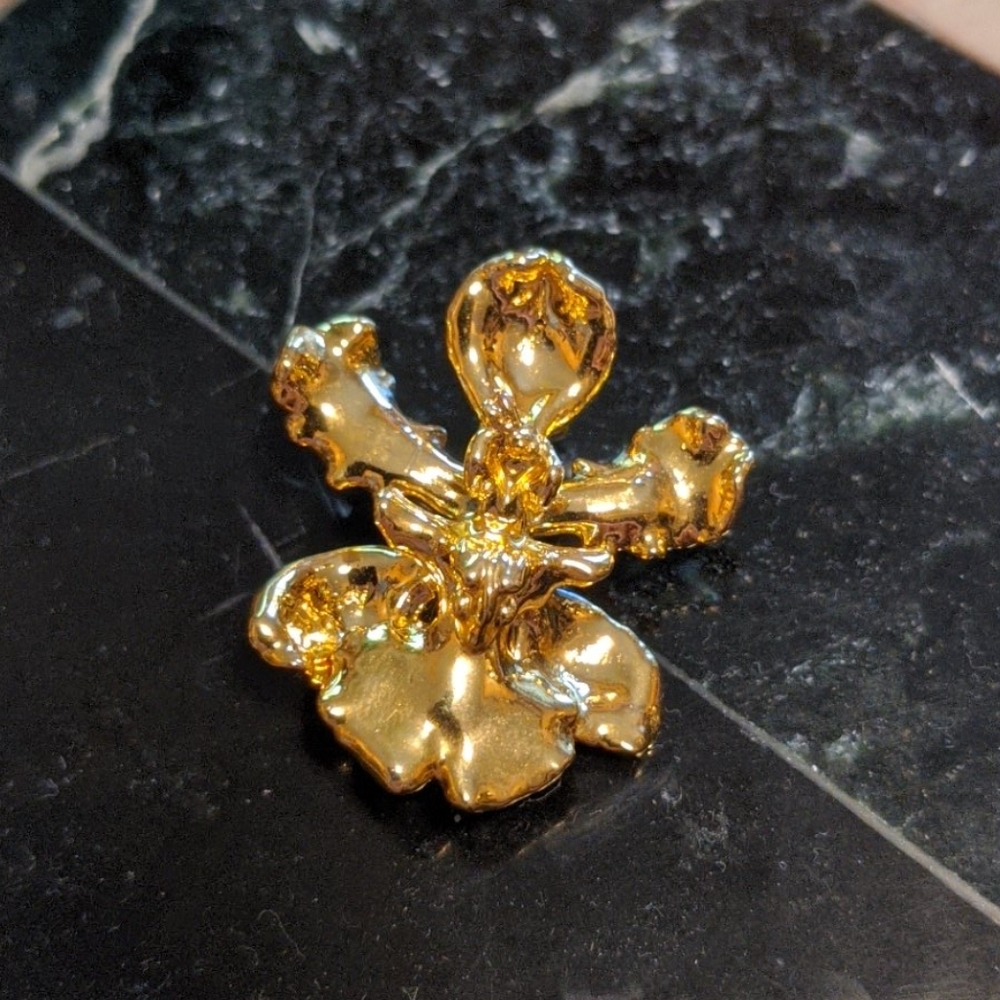 22kt Gold-plated Orchid Pin